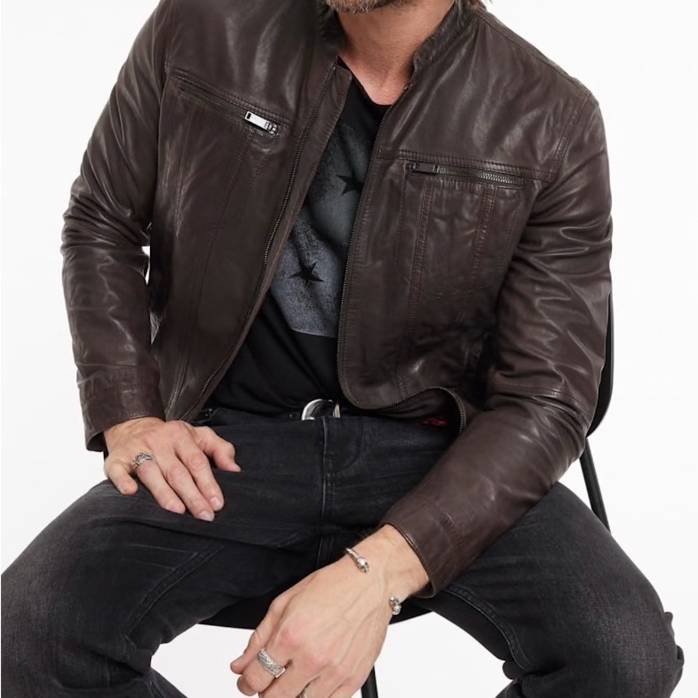 John Varvatos “Brando” Chocolate Leather Jacket - Picture 8 of 11